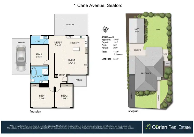 Floorplan of Homely house listing, 1 Cane Avenue, Seaford VIC 3198