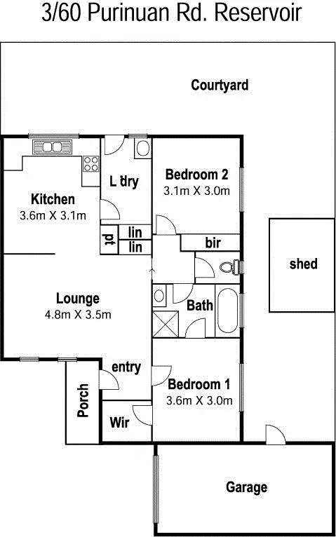 Floorplan of Homely unit listing, 3/60 Purinuan Road, Reservoir VIC 3073