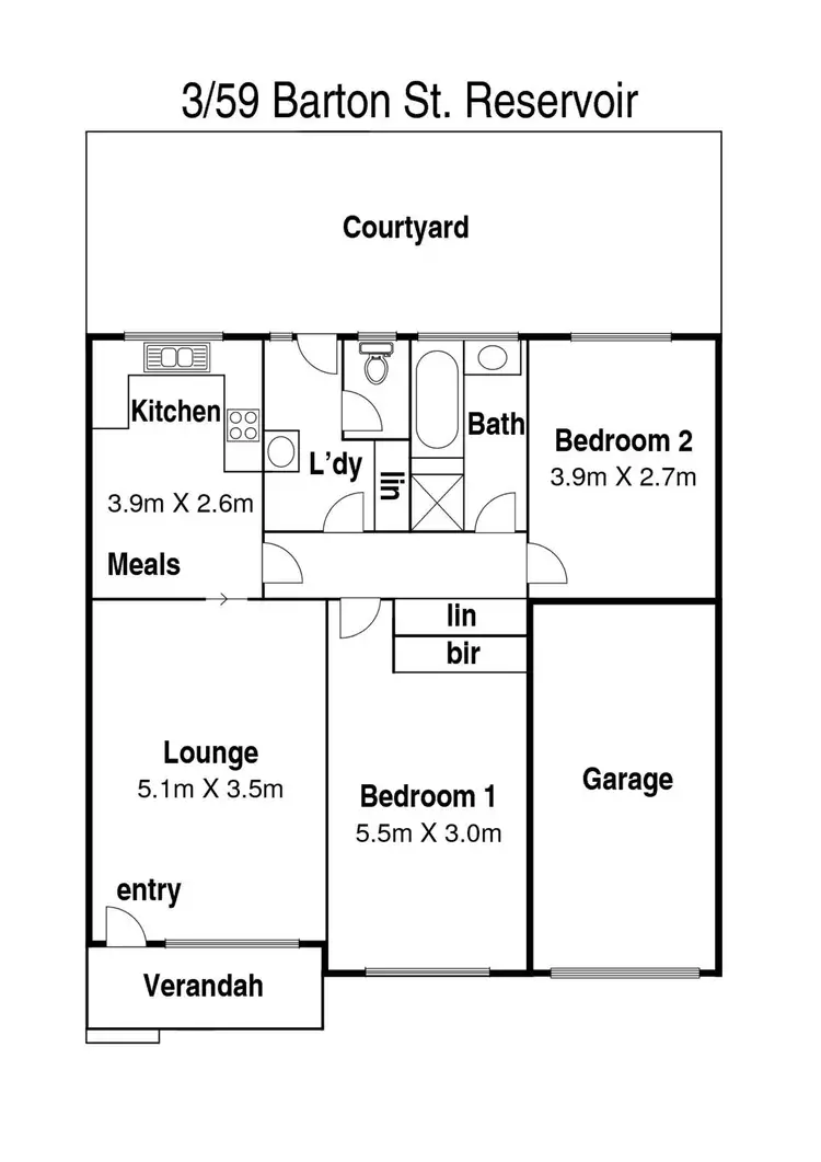 Floorplan of Homely unit listing, 3/59 Barton Street, Reservoir VIC 3073