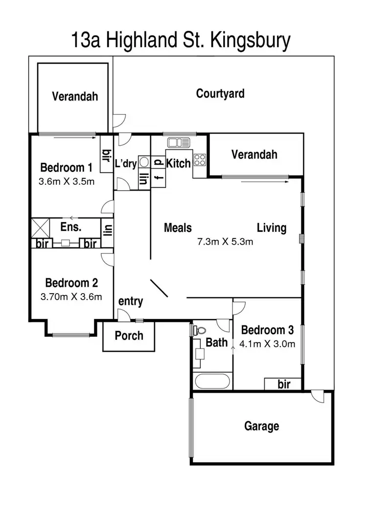Floorplan of Homely unit listing, 2/13A Highland Street, Kingsbury VIC 3083