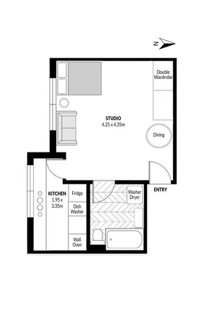 Floorplan of Homely studio listing, Level 1/1E/105 Cook Road, Centennial Park NSW 2021