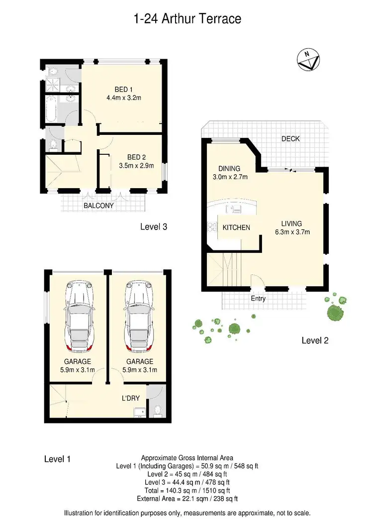 Floorplan of Homely townhouse listing, 1/24 Arthur Terrace, Red Hill QLD 4059