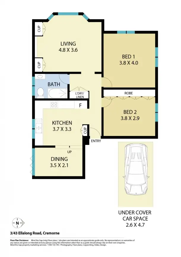 Floorplan of Homely apartment listing, 3/43 Ellalong Road, Cremorne NSW 2090