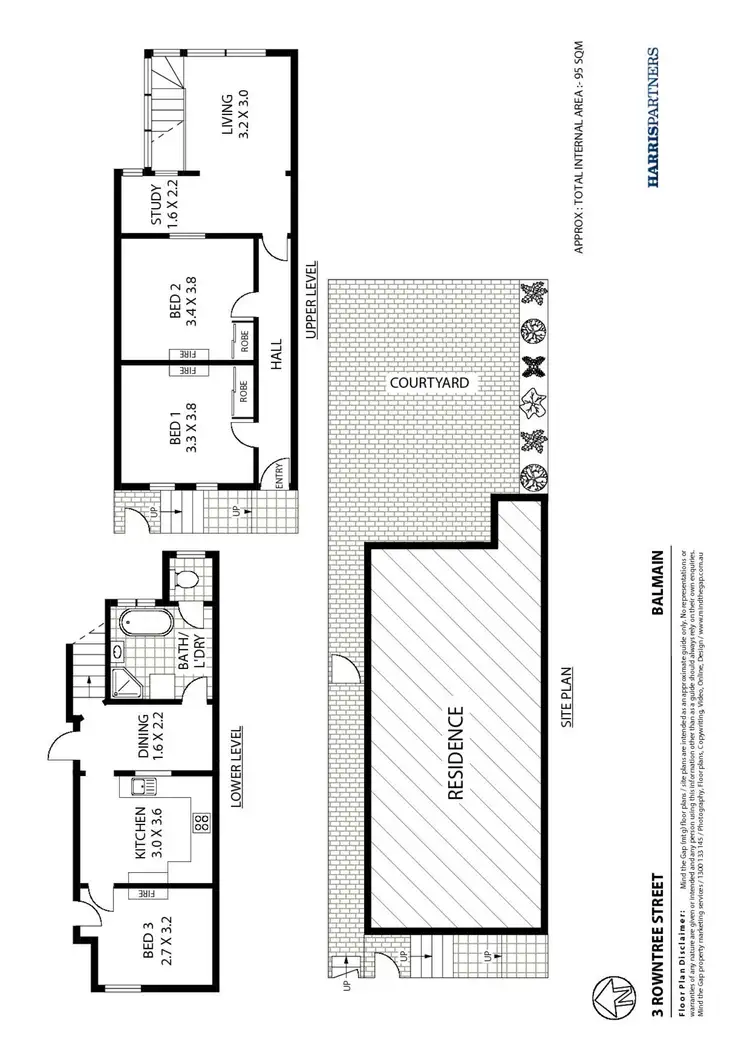 Floorplan of Homely semi-detached listing, 3 Rowntree Street, Balmain NSW 2041