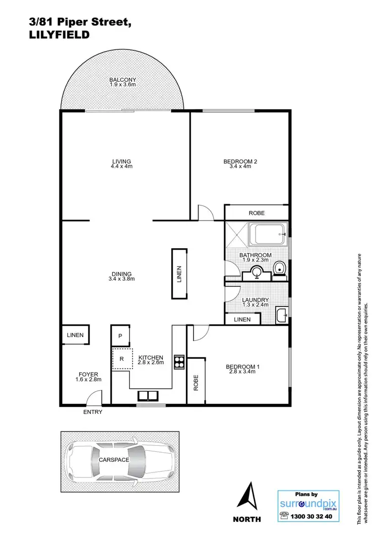 Floorplan of Homely apartment listing, 3/81 Piper Street, Lilyfield NSW 2040