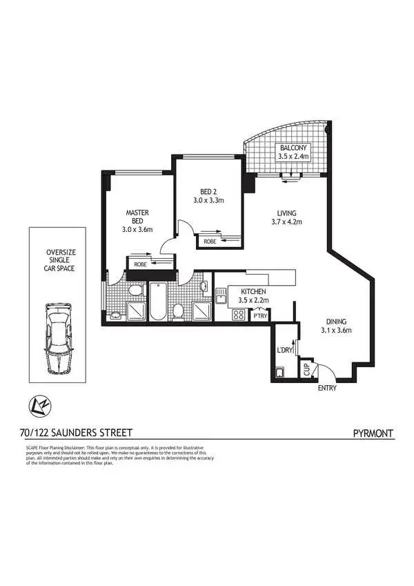 Floorplan of Homely apartment listing, 70/122 Saunders Street, Pyrmont NSW 2009