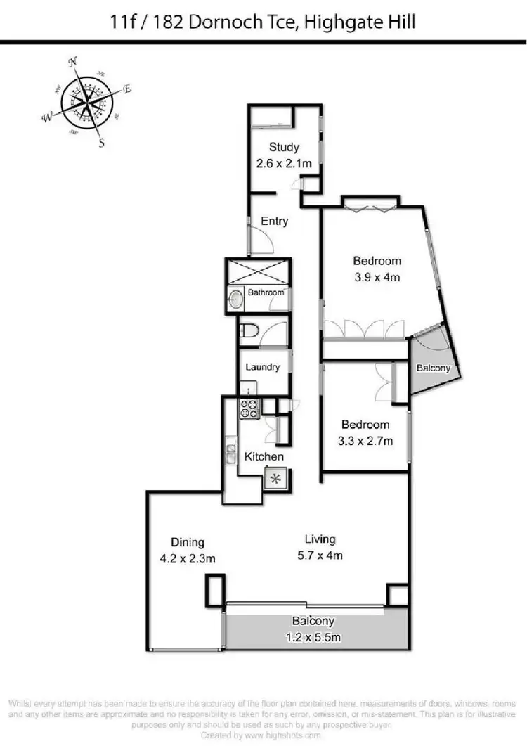 Floorplan of Homely unit listing, Level 11/11F/182 Dornoch Terrace, Highgate Hill QLD 4101