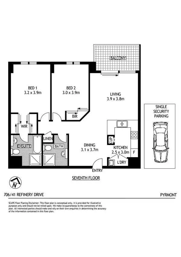 Floorplan of Homely apartment listing, 706/41 Refinery Drive, Pyrmont NSW 2009