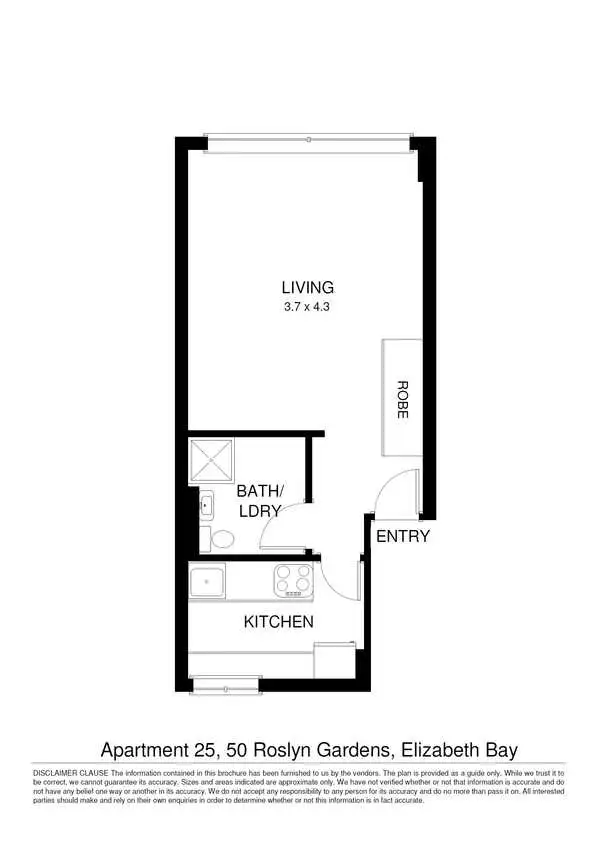 Floorplan of Homely studio listing, 25/50 Roslyn Gardens, Elizabeth Bay NSW 2011