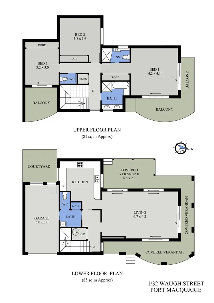 Floorplan of Homely unit listing, 1/32 Waugh Street, Port Macquarie NSW 2444