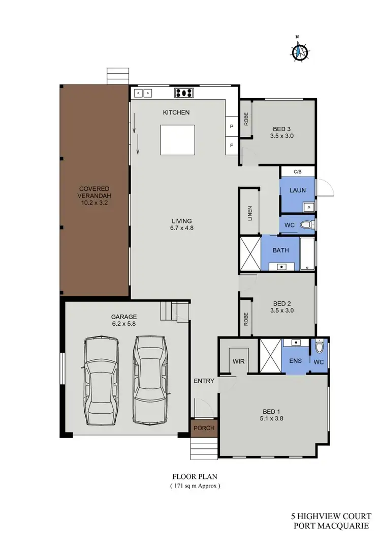 Floorplan of Homely house listing, 5 Highview Court, Port Macquarie NSW 2444