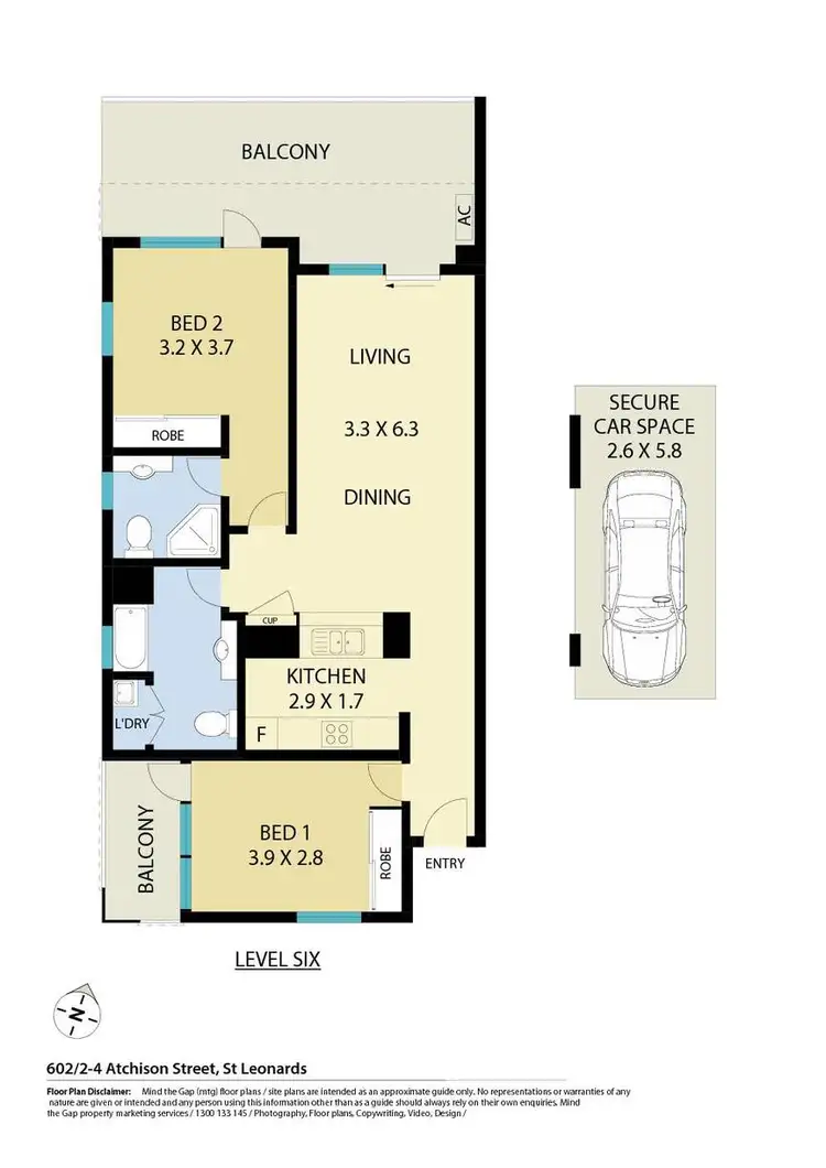Floorplan of Homely apartment listing, 602/2-4 Atchison Street, St Leonards NSW 2065