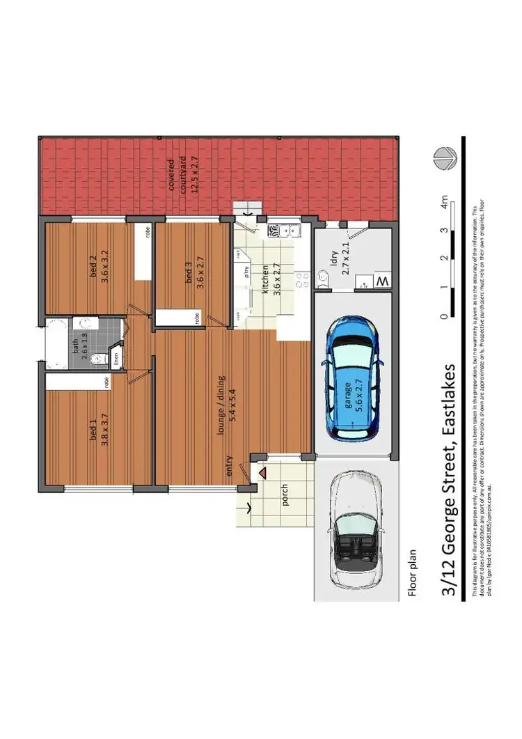 Floorplan of Homely villa listing, 3/12 George Street, Eastlakes NSW 2018