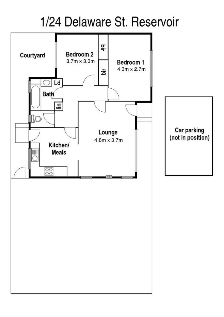 Floorplan of Homely unit listing, 1/24 Delaware Street, Reservoir VIC 3073