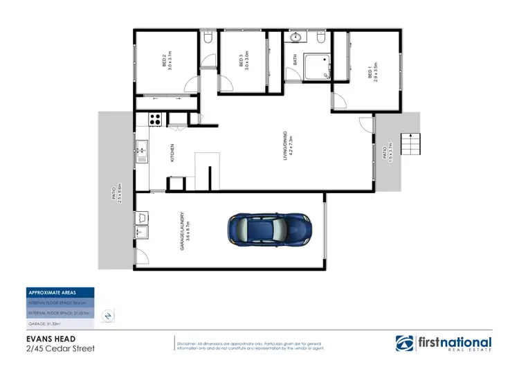 Floorplan of Homely unit listing, 2/45 Cedar Street, Evans Head NSW 2473