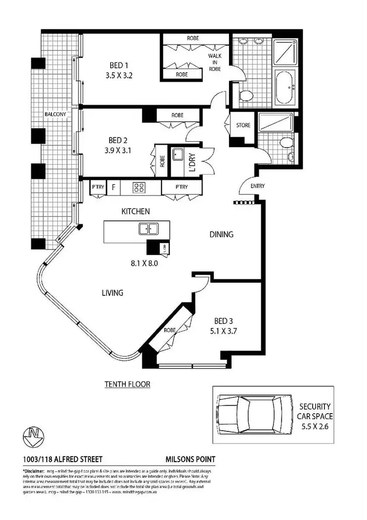 Floorplan of Homely apartment listing, 1003/118 Alfred Street, Milsons Point NSW 2061