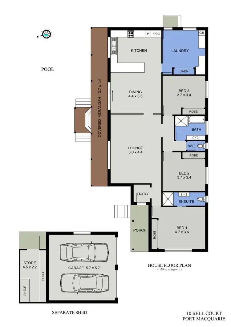 Floorplan of Homely house listing, 10 Bell Court, Port Macquarie NSW 2444