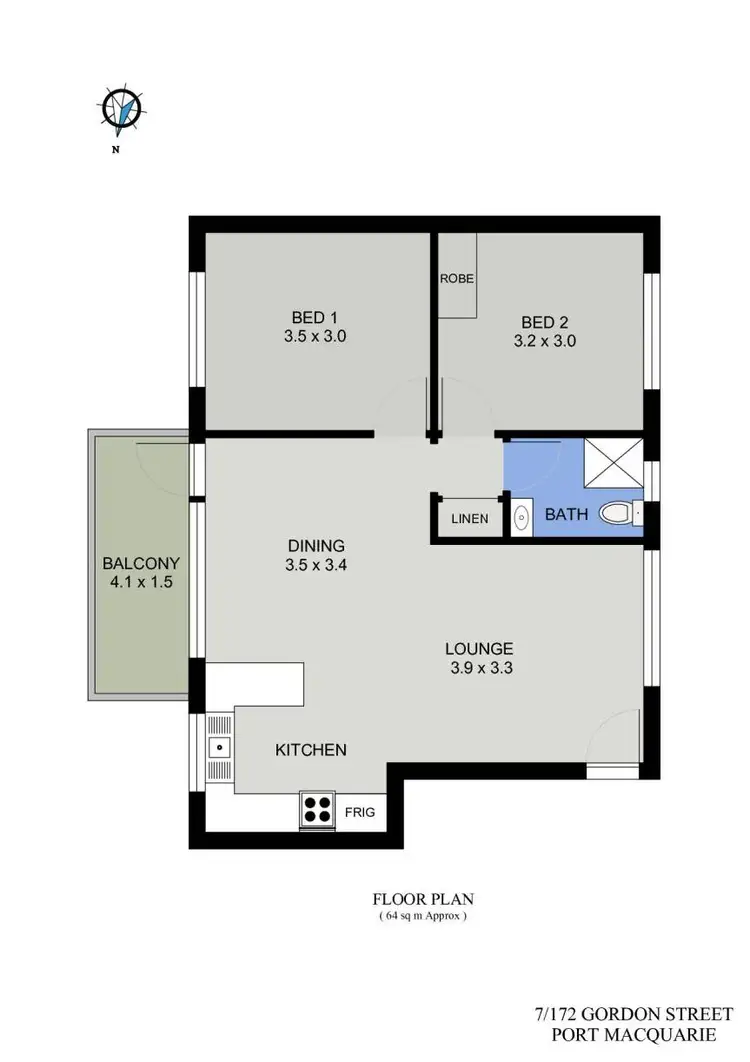 Floorplan of Homely unit listing, 7/172 Gordon Street, Port Macquarie NSW 2444