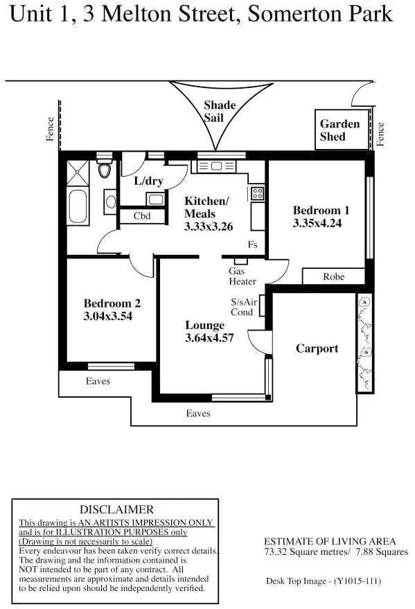 Floorplan of Homely unit listing, 1/3 Melton Street, Somerton Park SA 5044