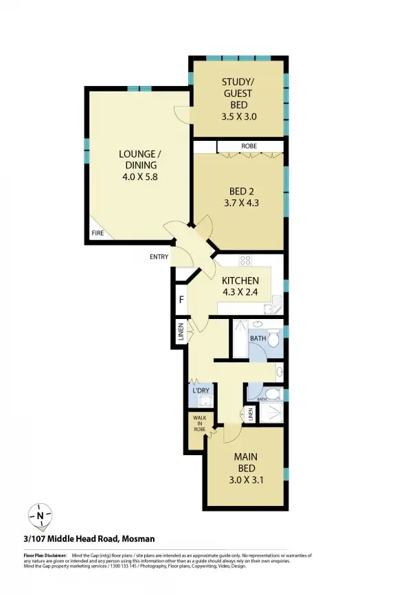 Floorplan of Homely apartment listing, 3/107 Middle Head Road, Mosman NSW 2088
