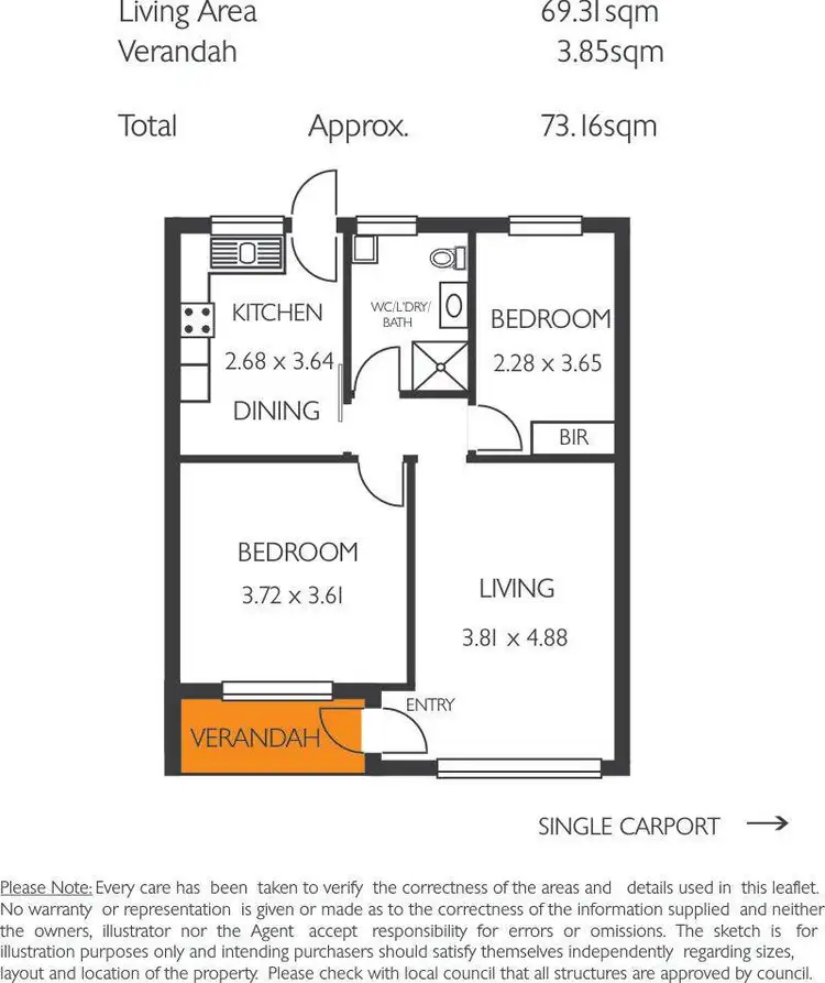 Floorplan of Homely unit listing, 3/6 Ronald Terrace, Glenelg North SA 5045