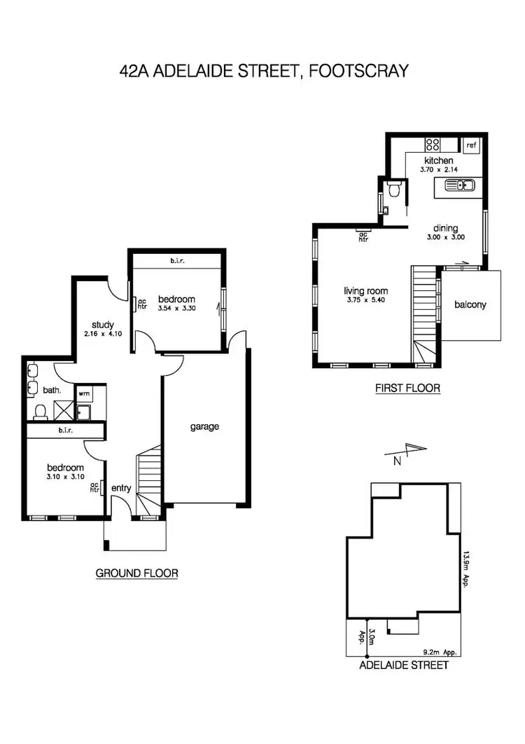 Floorplan of Homely townhouse listing, 42A Adelaide Street, Footscray VIC 3011