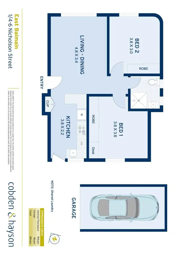 Floorplan of Homely apartment listing, 1/4-6 Nicholson Street, Balmain East NSW 2041