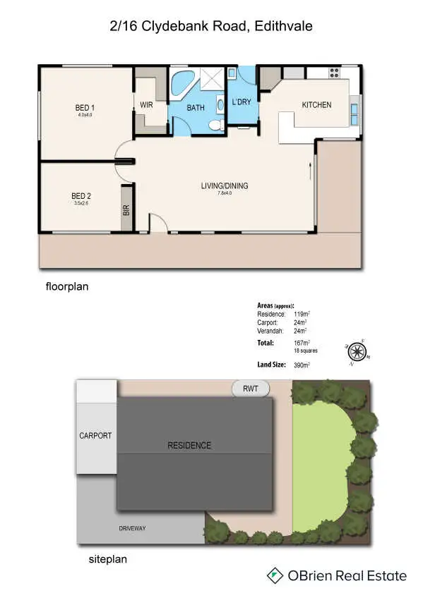 Floorplan of Homely townhouse listing, 2/16 Clydebank Road, Edithvale VIC 3196