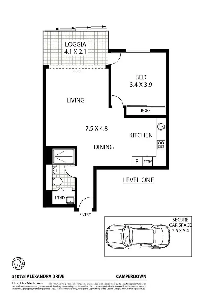 Floorplan of Homely apartment listing, 5107/8 Alexandra Drive, Camperdown NSW 2050