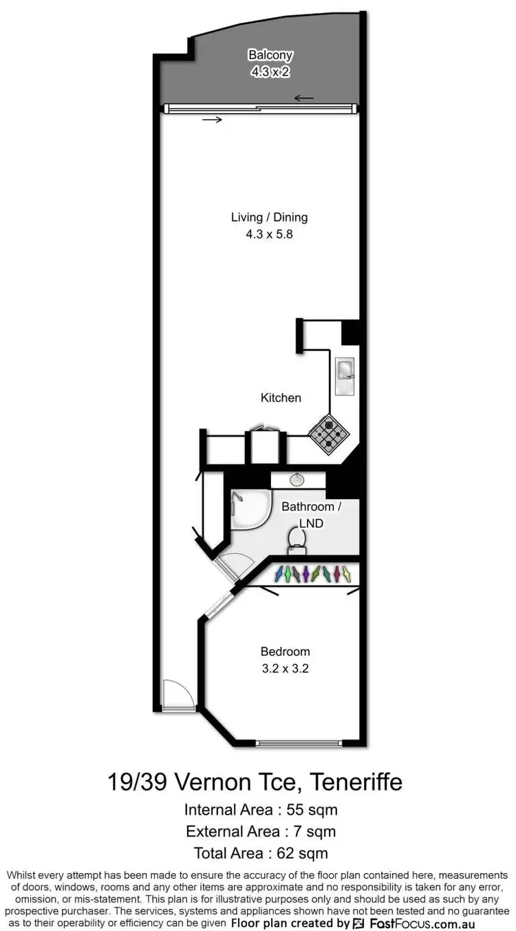 Floorplan of Homely apartment listing, 77/39 Vernon Terrace, Teneriffe QLD 4005