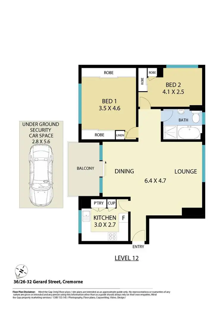 Floorplan of Homely apartment listing, 36/26 Gerard Street, Cremorne NSW 2090