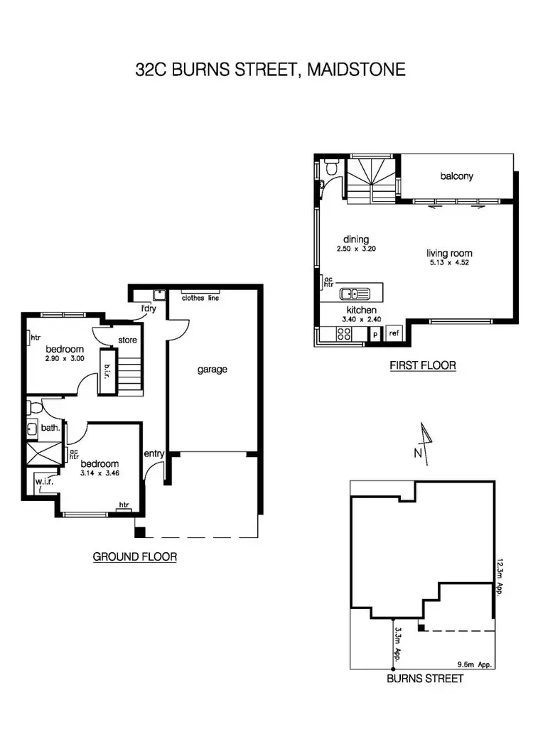 Floorplan of Homely townhouse listing, 32C Burns Street, Maidstone VIC 3012