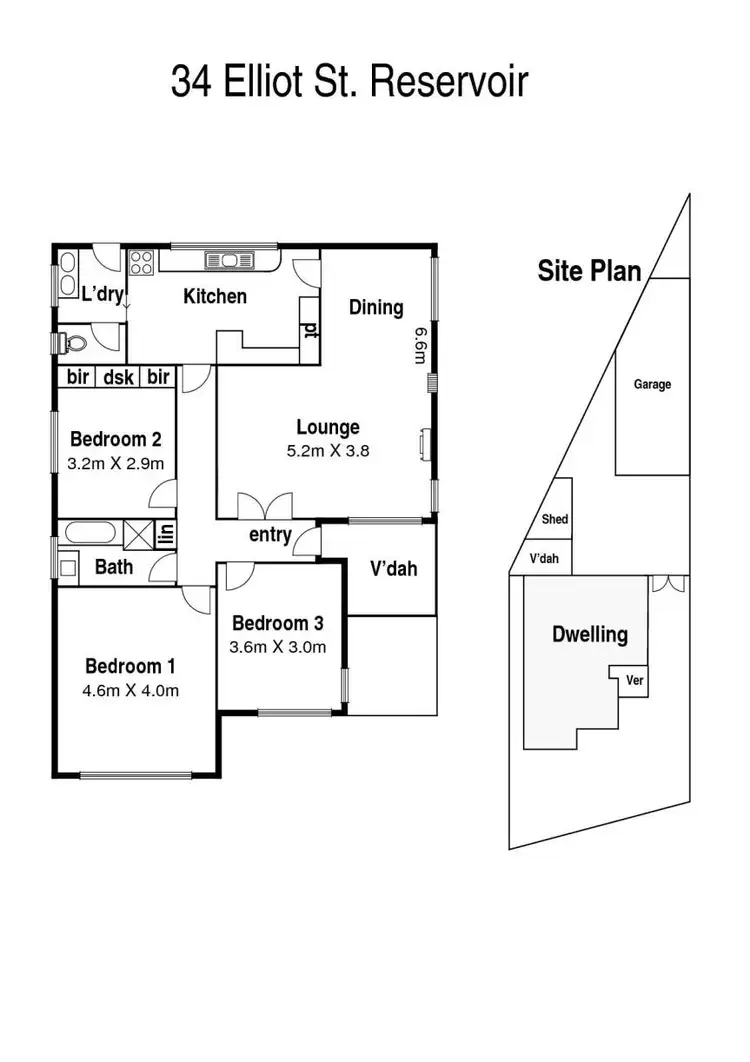 Floorplan of Homely house listing, 34 Elliot Street, Reservoir VIC 3073