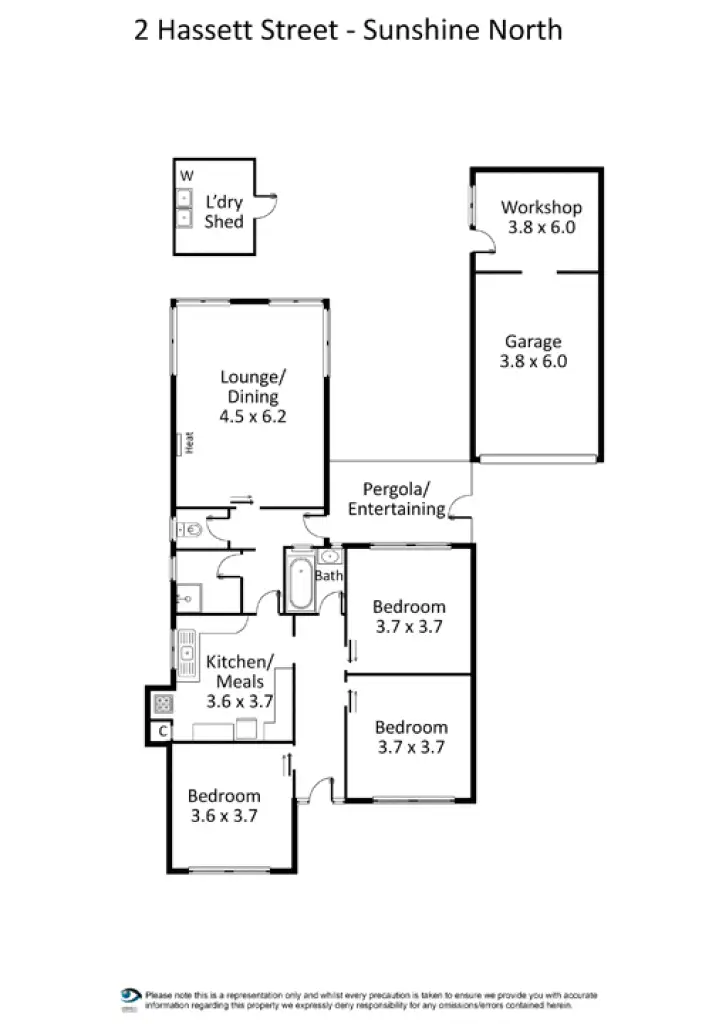 Floorplan of Homely house listing, 2 Hassett Street, Sunshine North VIC 3020