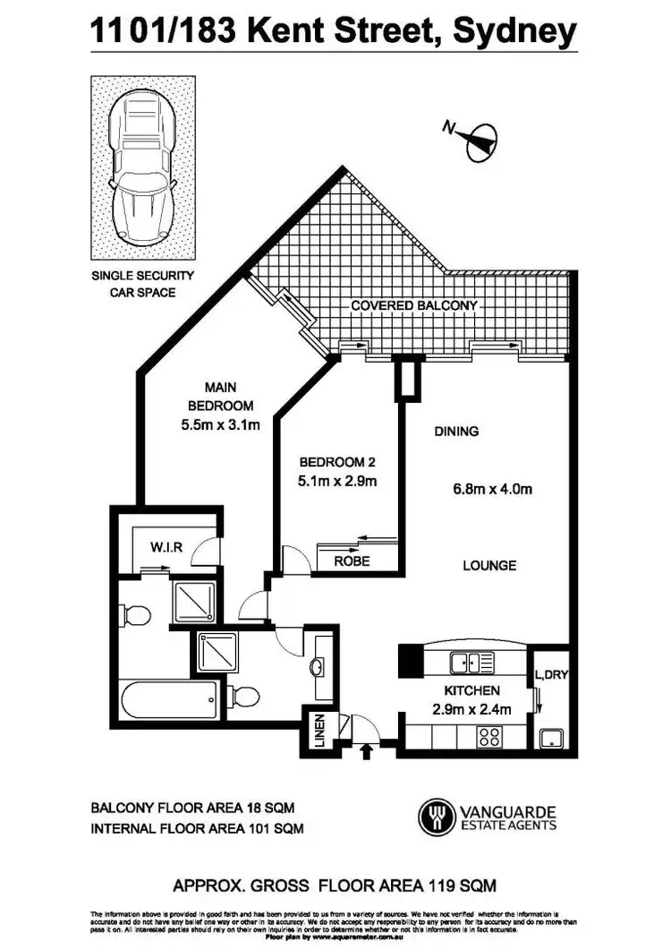 Floorplan of Homely apartment listing, 1101/183 Kent Street, Sydney NSW 2000