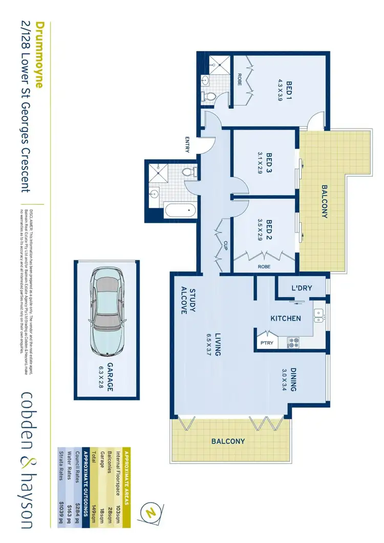 Floorplan of Homely apartment listing, 2/128 Lower St Georges Crescent, Drummoyne NSW 2047