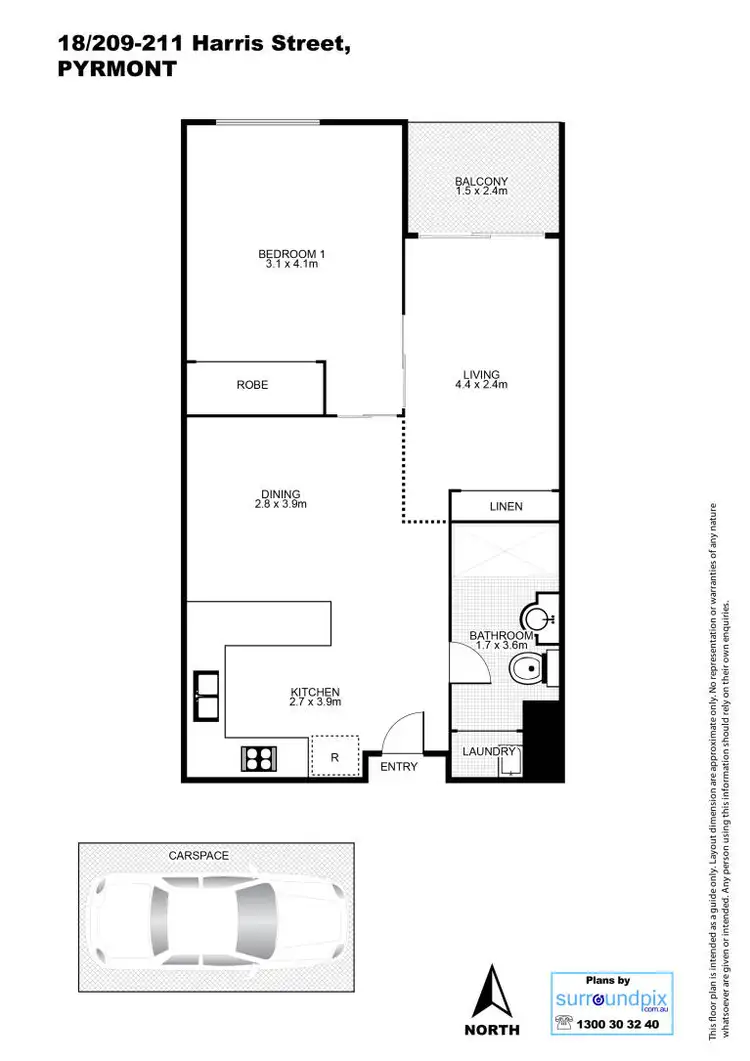 Floorplan of Homely unit listing, 18/209 Harris Street, Pyrmont NSW 2009