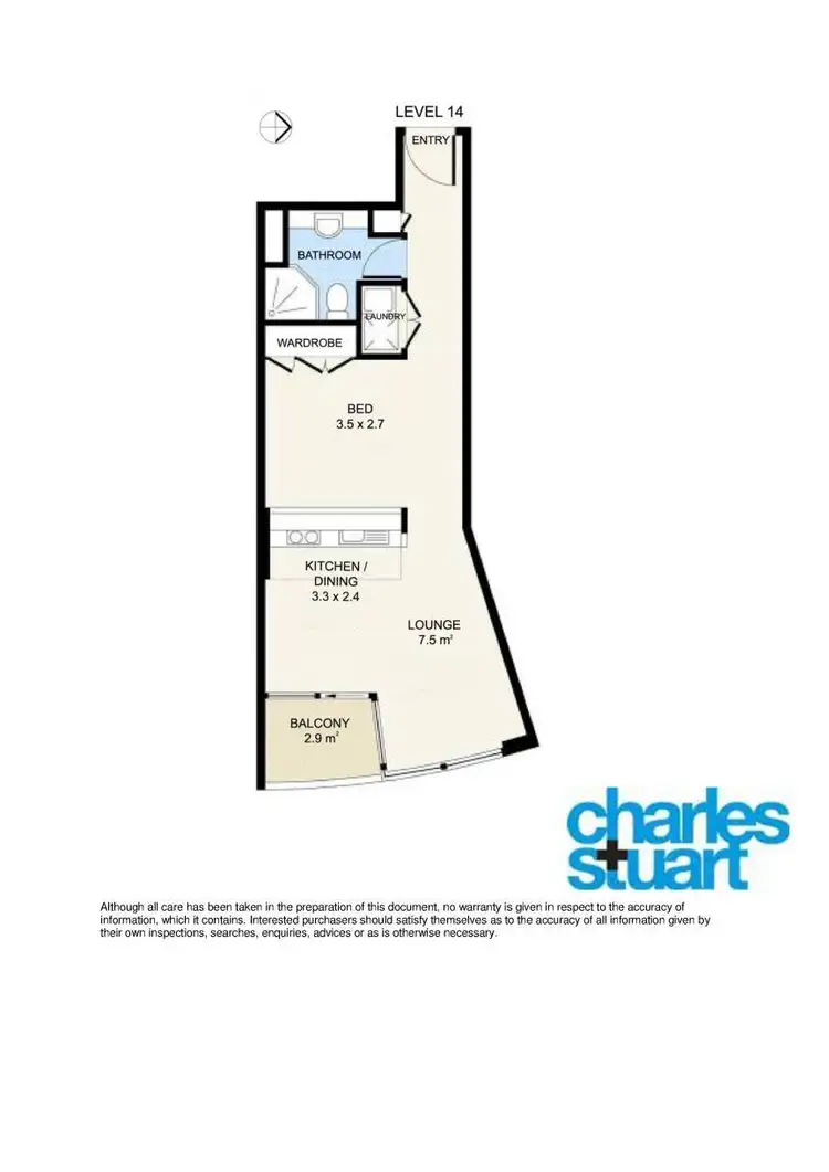 Floorplan of Homely studio listing, 1409/77 Berry Street, North Sydney NSW 2060