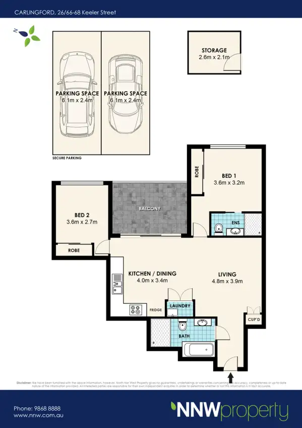 Floorplan of Homely apartment listing, 26/66-68 Keeler Street, Carlingford NSW 2118