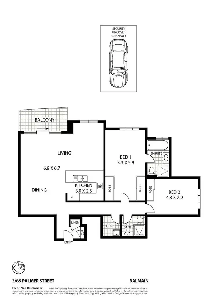 Floorplan of Homely apartment listing, 3/85 Palmer Street, Balmain NSW 2041
