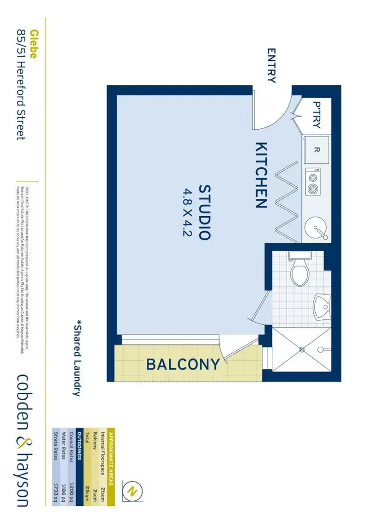 Floorplan of Homely studio listing, 85/51 Hereford Street, Glebe NSW 2037