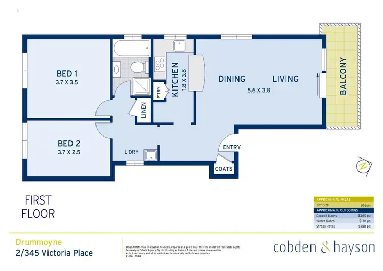 Floorplan of Homely apartment listing, 2/345 Victoria Place, Drummoyne NSW 2047
