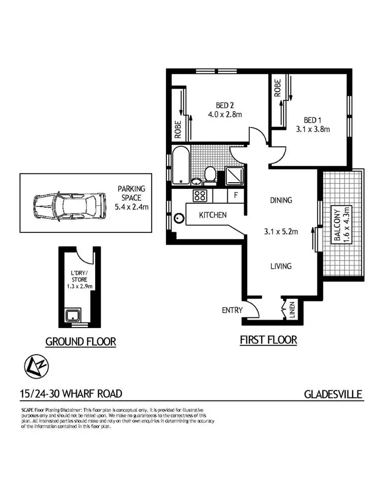 Floorplan of Homely apartment listing, 15/24-30 Wharf Road, Gladesville NSW 2111