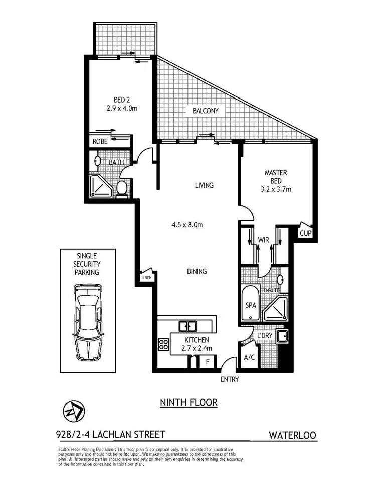 Floorplan of Homely apartment listing, 928/2 Lachlan Street, Waterloo NSW 2017