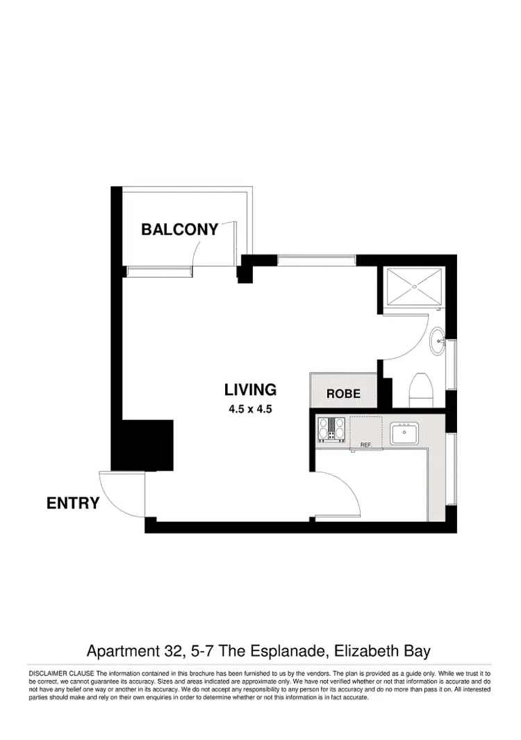 Floorplan of Homely studio listing, 32/5-7 The Esplanade, Elizabeth Bay NSW 2011