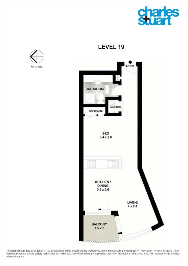 Floorplan of Homely studio listing, 1903/77 Berry Street, North Sydney NSW 2060