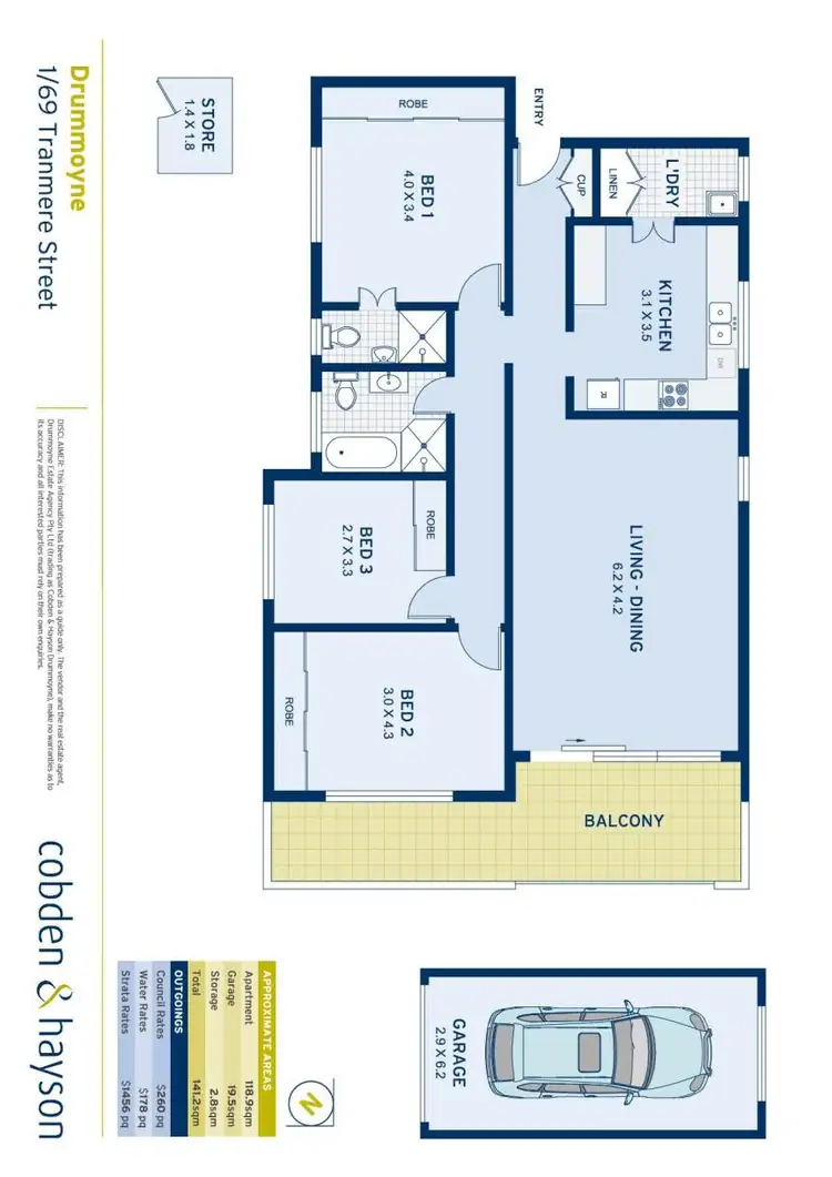 Floorplan of Homely apartment listing, 1/69 Tranmere Street, Drummoyne NSW 2047