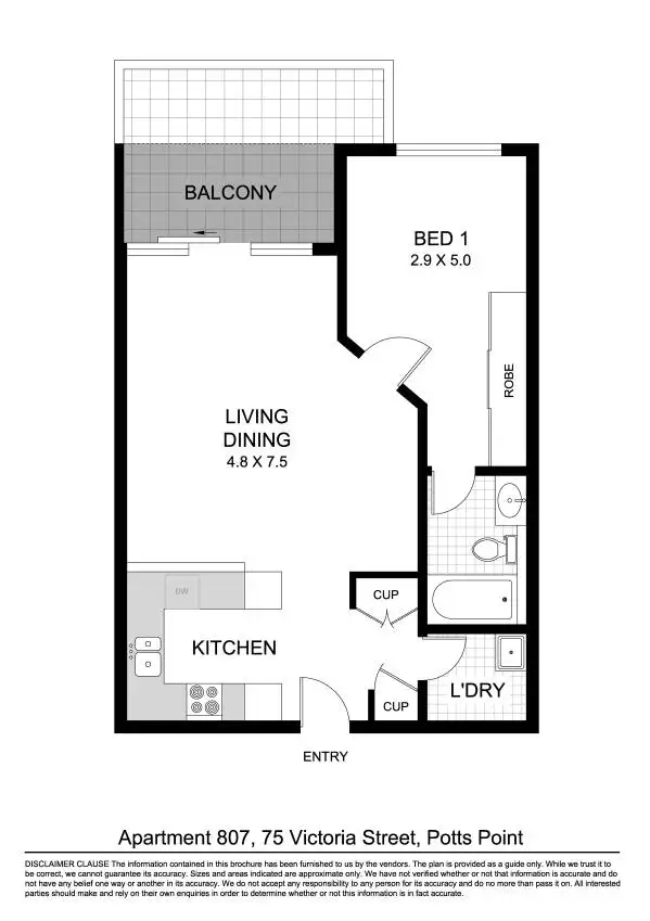 Floorplan of Homely apartment listing, 807/73 Victoria Street, Potts Point NSW 2011