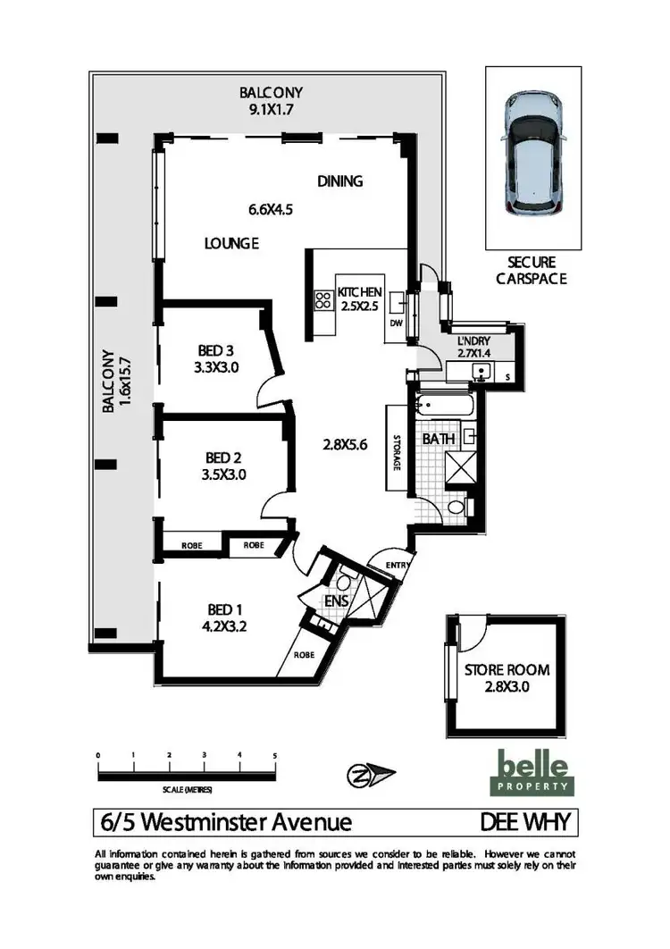 Floorplan of Homely unit listing, 6/5 Westminster Avenue, Dee Why NSW 2099