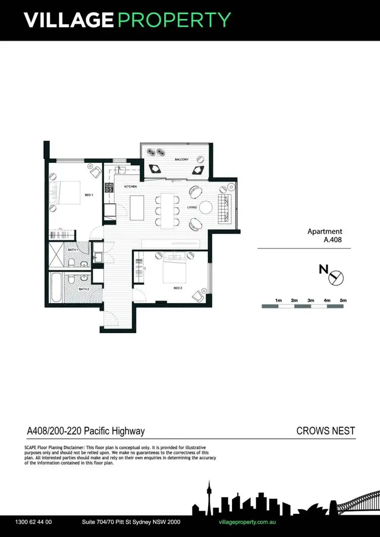 Floorplan of Homely apartment listing, A408/200-220 Pacific Highway, Crows Nest NSW 2065